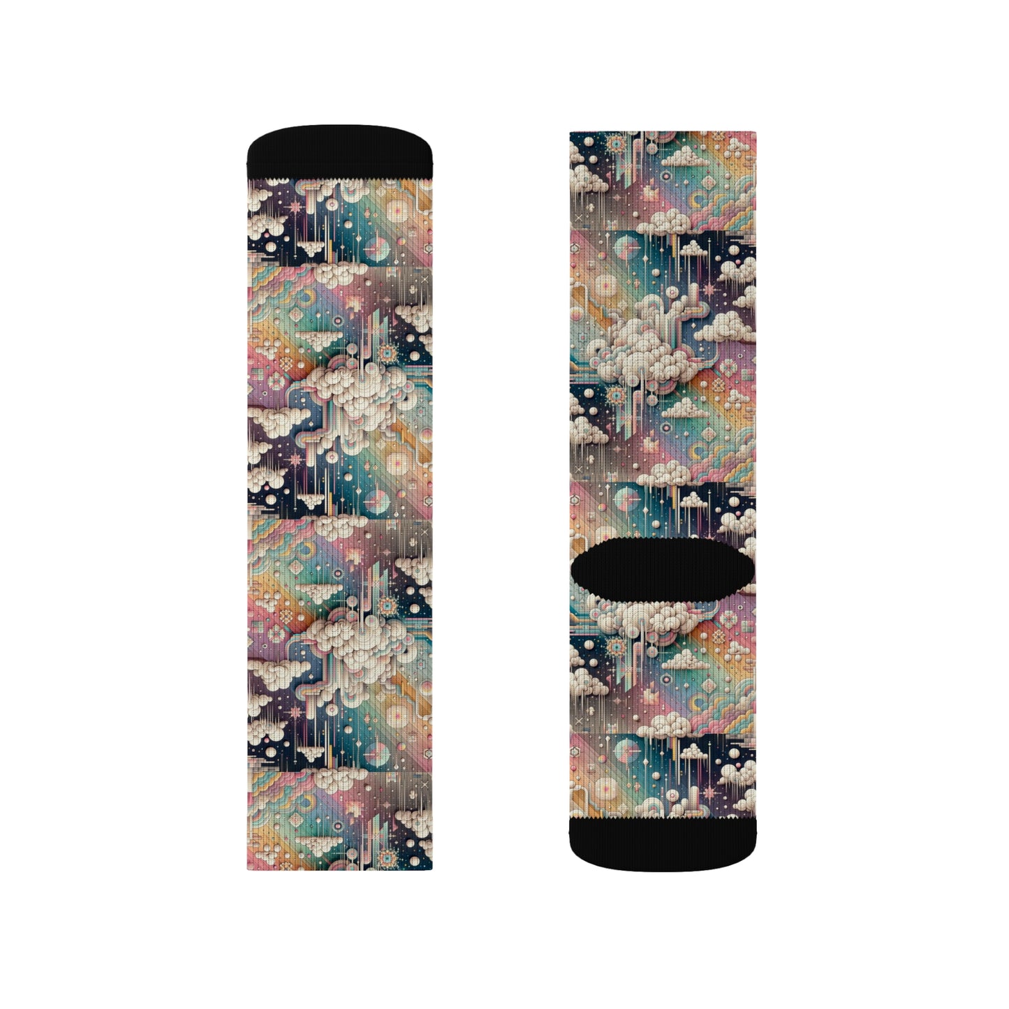 Digital Dreamland Whimsical and Nostalgic Streetwear With a Digital Twist Sublimation Socks - 8404 Design-52