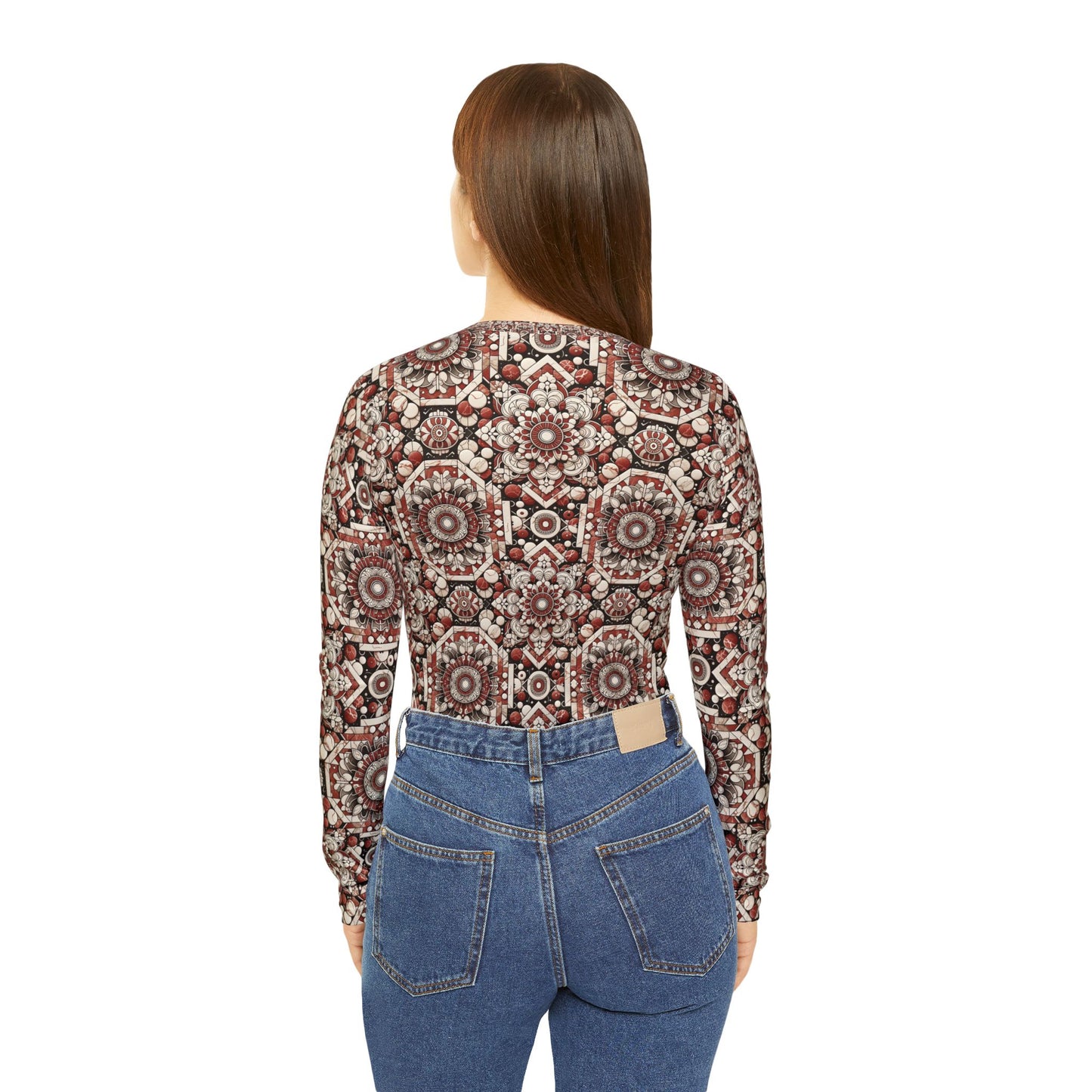 Neo Jomon Sculptural Aesthetics Artisanal Streetwear Women's Long Sleeve V-Neck Shirt - 8404 Design-55