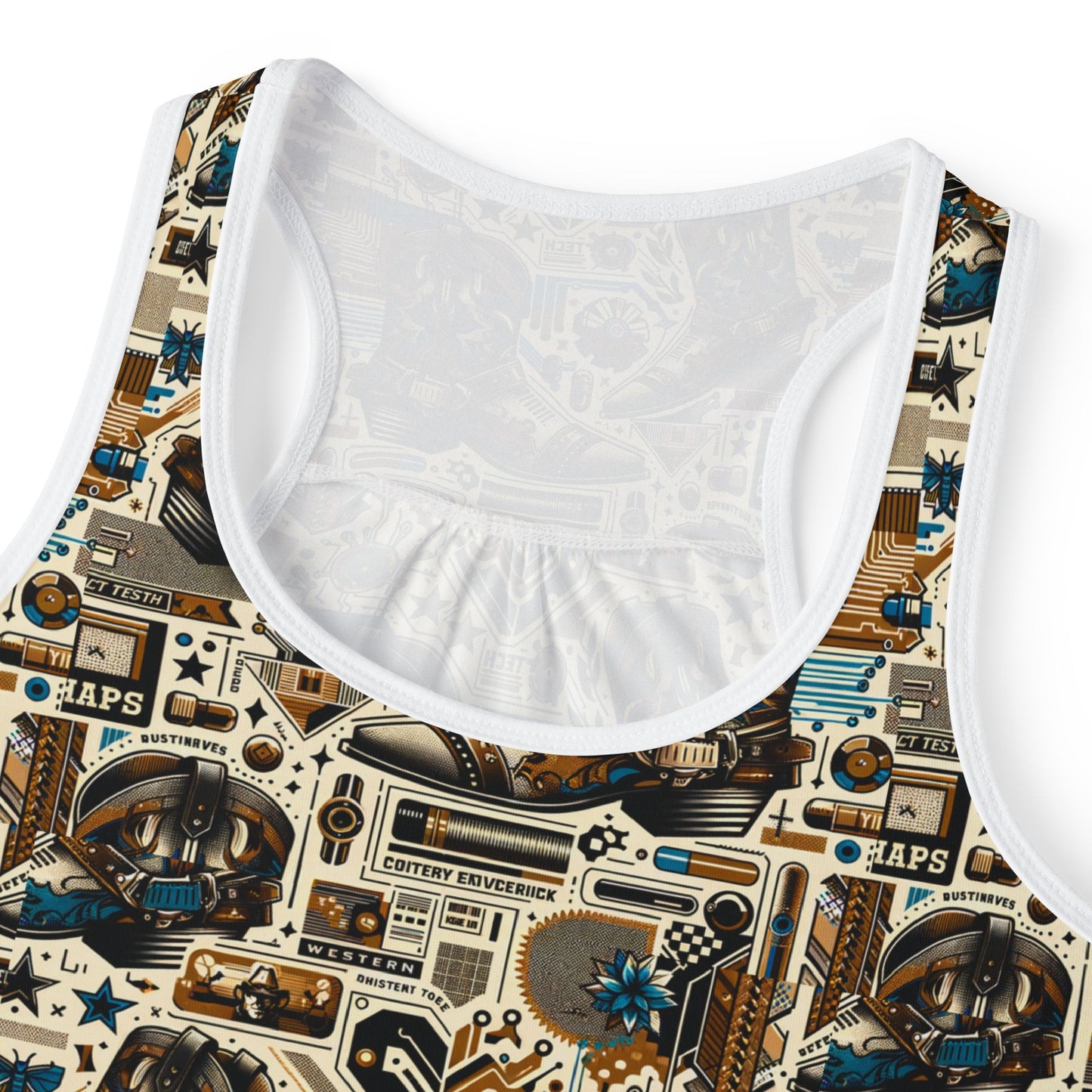Digital Cowboy Chic Tech-Infused Western Fusion Women's Tank Top - 8404 Design-45