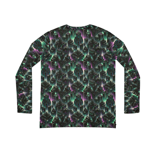 Tech Noir Aesthetics Tech-Forward Urban Dystopia Women's Long Sleeve V-Neck Shirt - 8404 Design-44