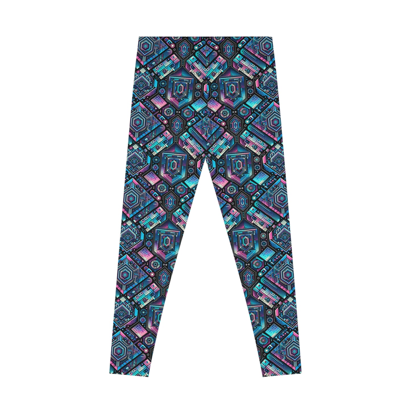 Digital Dreamland Futuristic Tech Aesthetic Stretch Leggings - 8404 Design-46