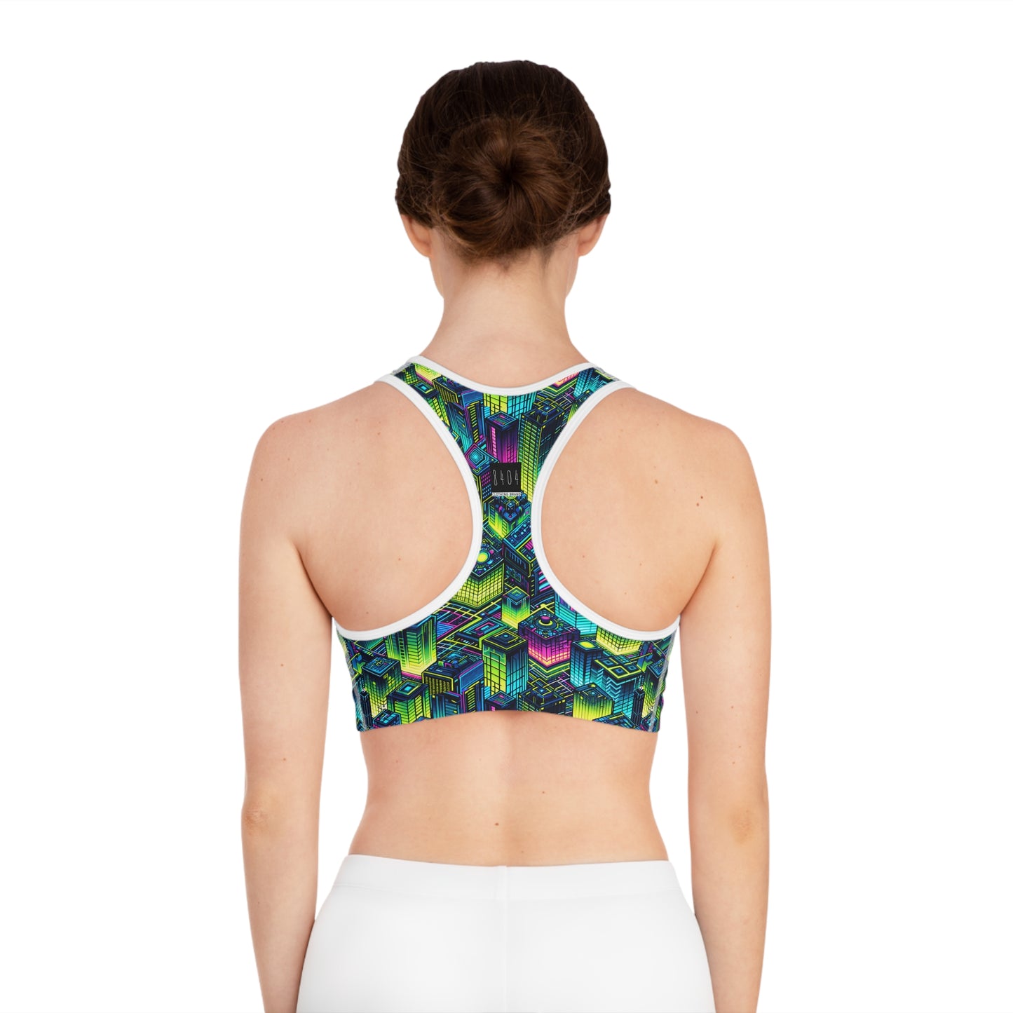 Tech-Infused Neon Tech-Forward Streetwear Sports Bra - 8404 Design-65