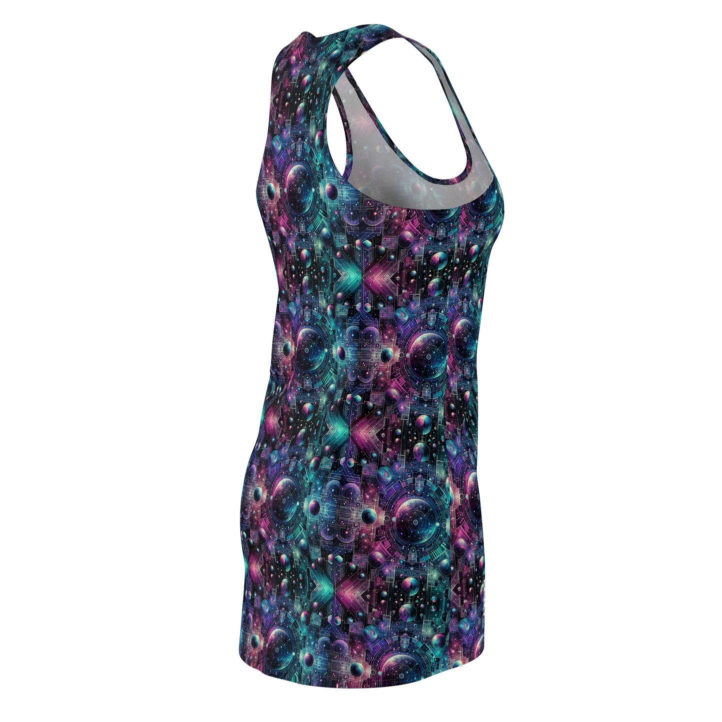 Galactic Hues Tech-Forward Cosmic Fusion Women's Cut & Sew Racerback Dress - 8404 Design-59