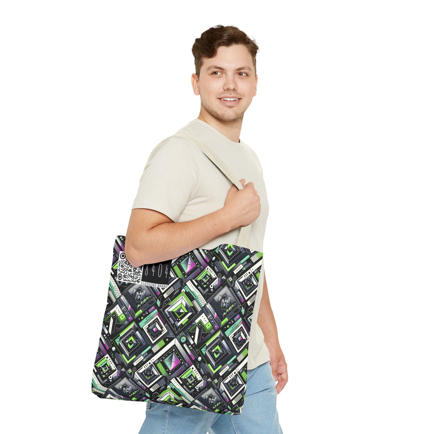 Retro Futurism Graphics Tech-Forward Streetwear Tote Bag - 8404 Design-48