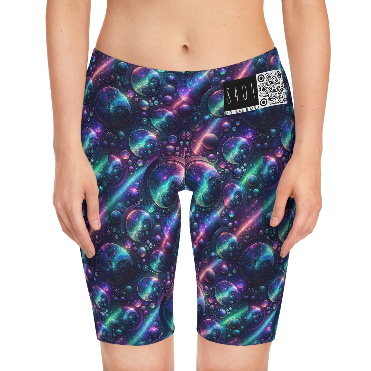 Iridescent Tech Fusion Tech-Forward Streetwear Women's Bike Shorts - 8404 Design-51