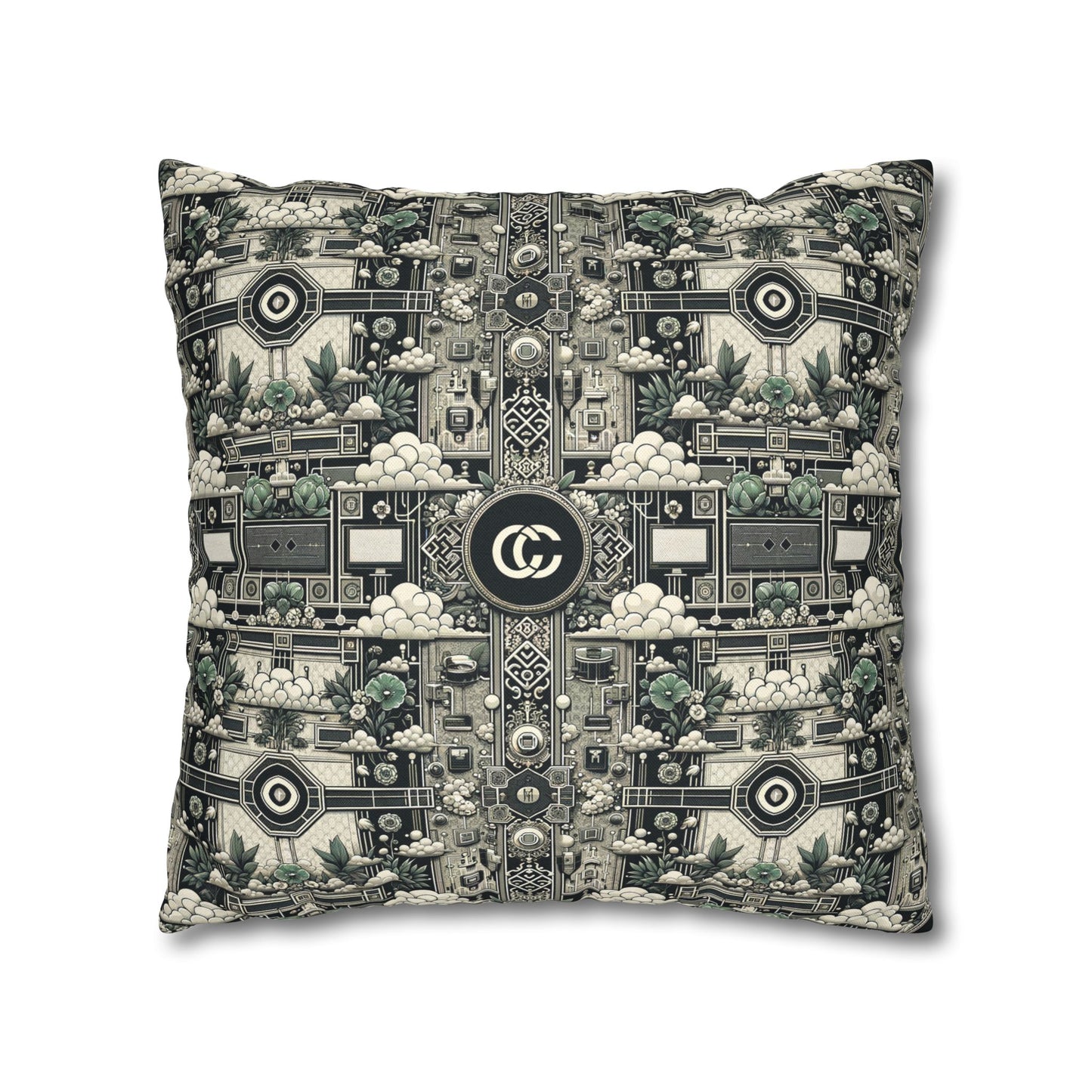 Cyber Garden Party Tech Garden Extravaganza Spun Polyester Square Pillowcase - 8404 Design-54