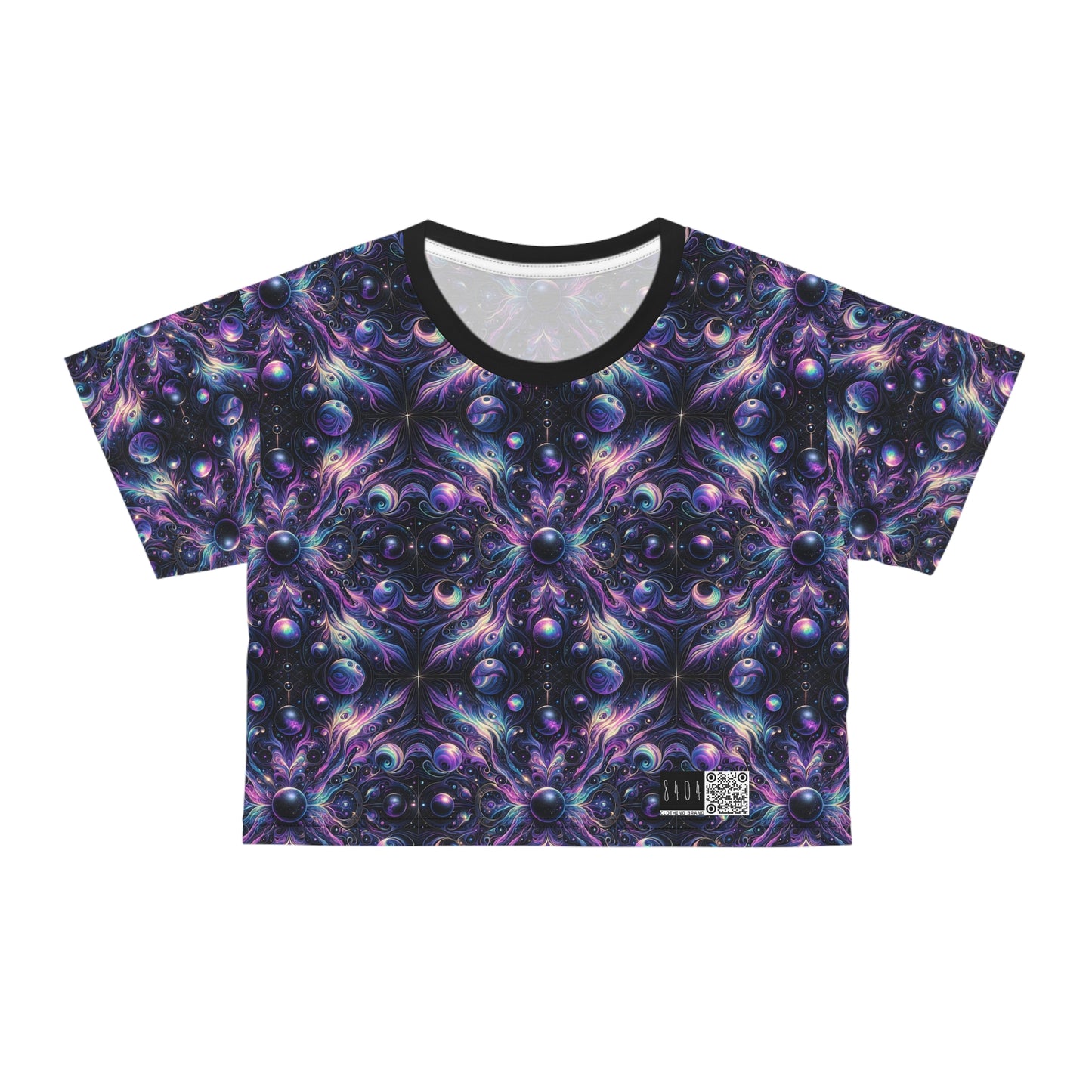 Galactic Hues Tech-Forward Cosmic Fusion Crop Tee - 8404 Design-41