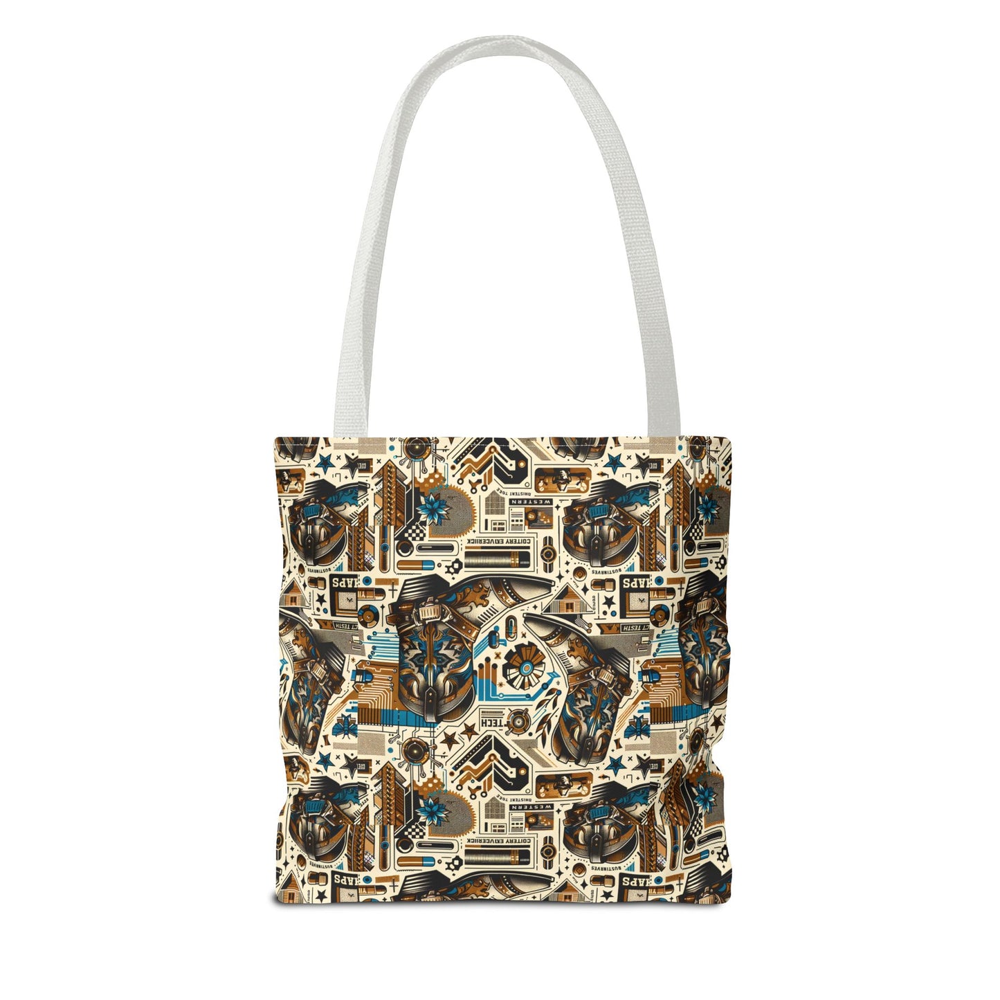 Digital Cowboy Chic Tech-Infused Western Fusion Tote Bag - 8404 Design-45