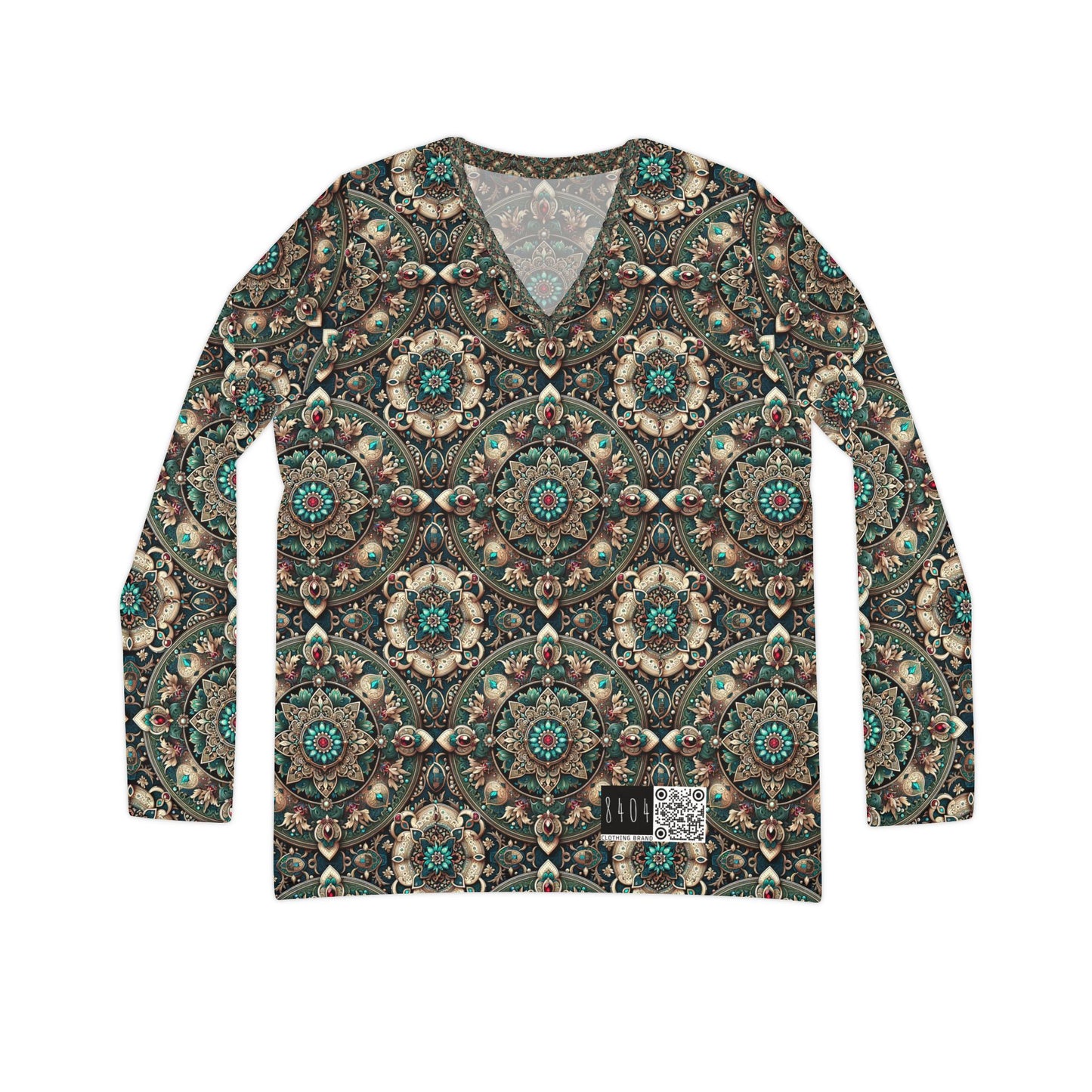 Neo-Dandyism Modern Dandy Streetwear Women's Long Sleeve V-Neck Shirt - 8404 Design-56