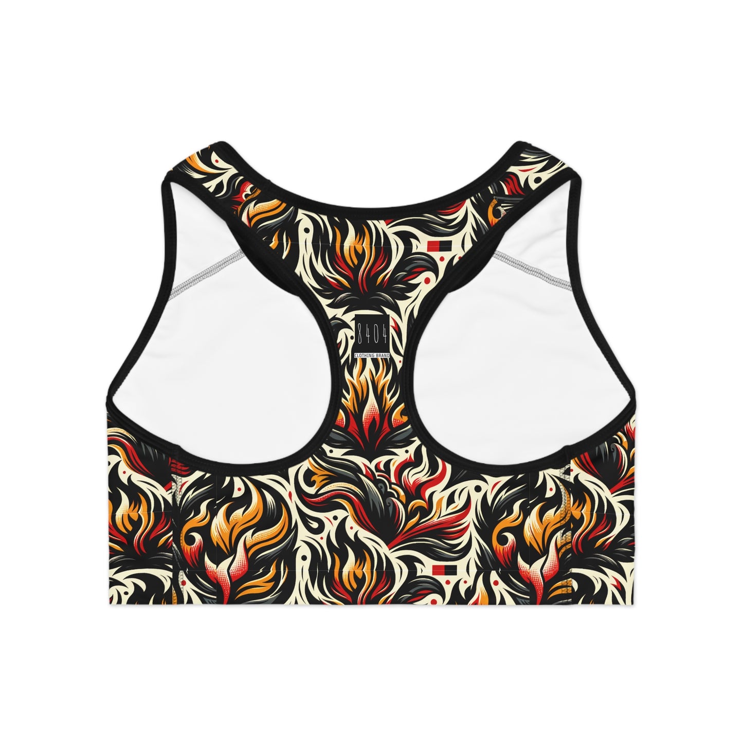 Fire & Flames Bold Streetwear Statement Sports Bra - 8404 Design-57