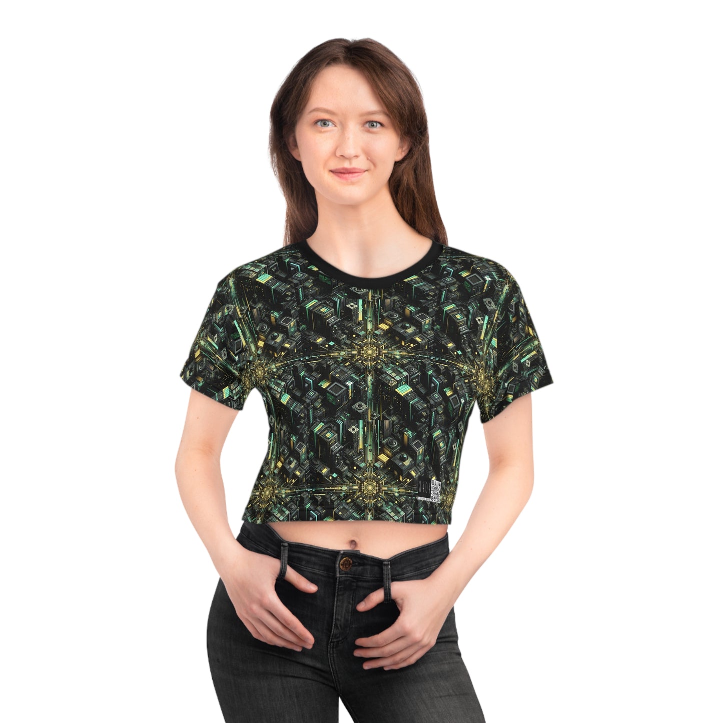 Tech Noir Graphics Tech-Inspired Streetwear Crop Tee - 8404 Design-66