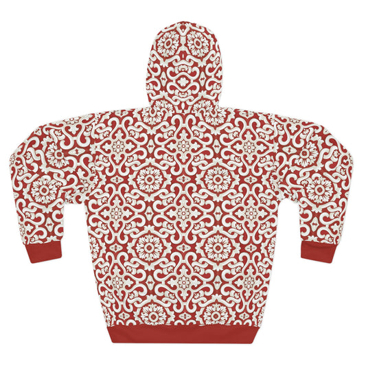 8404 Unisex Adult's "elegant Mosaic" Fashion Pullover Hoodie in Red