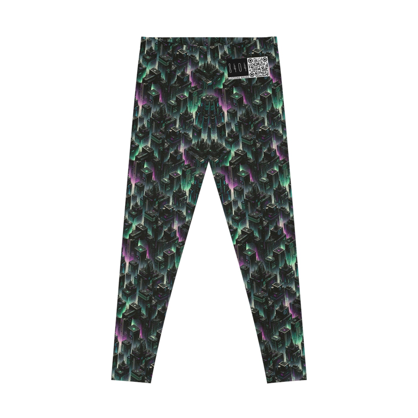 Tech Noir Aesthetics Tech-Forward Urban Dystopia Stretch Leggings - 8404 Design-44