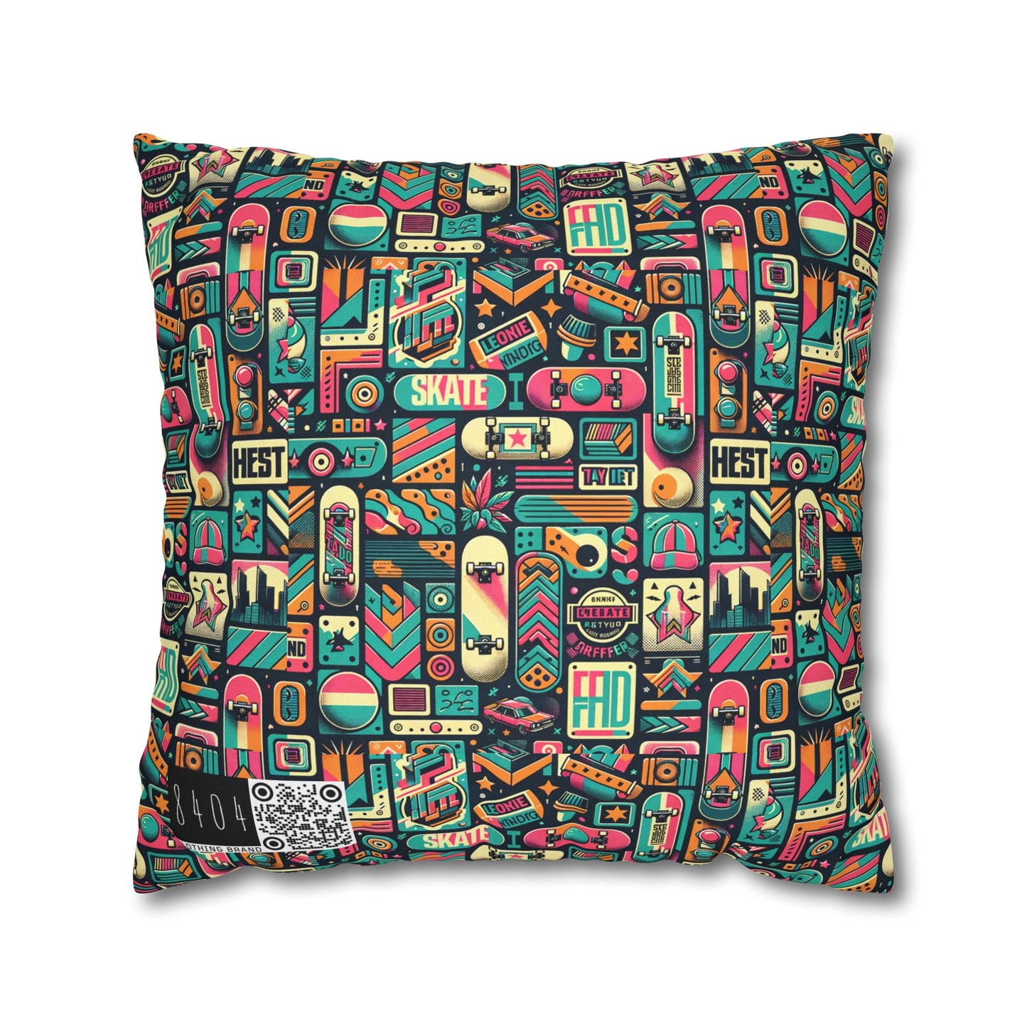 Skate Culture Revival Urban Retro Cool Spun Polyester Square Pillowcase - 8404 Design-61