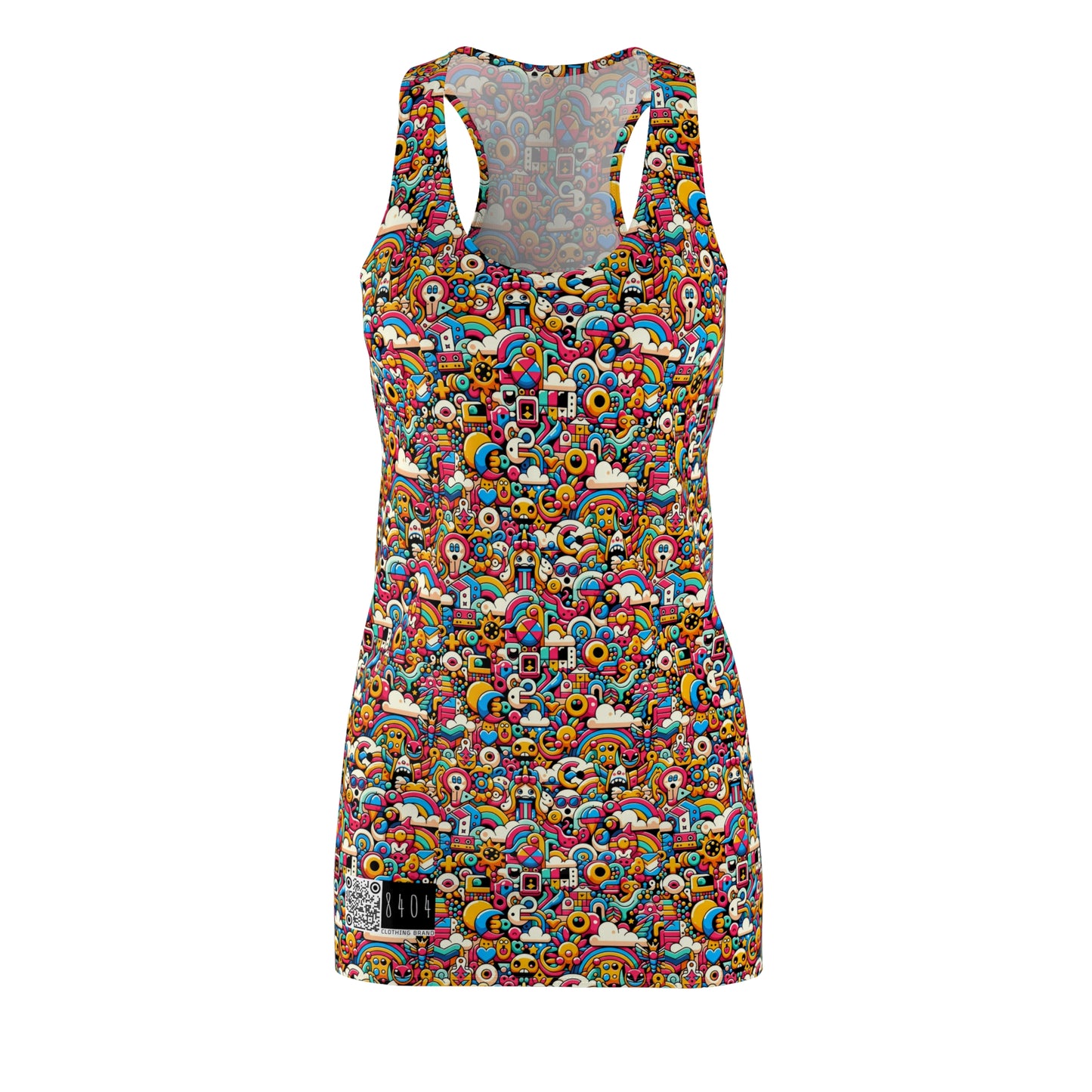 Neon Pop Playful Pop Culture Mashup Women's Cut & Sew Racerback Dress - 8404 Design-62