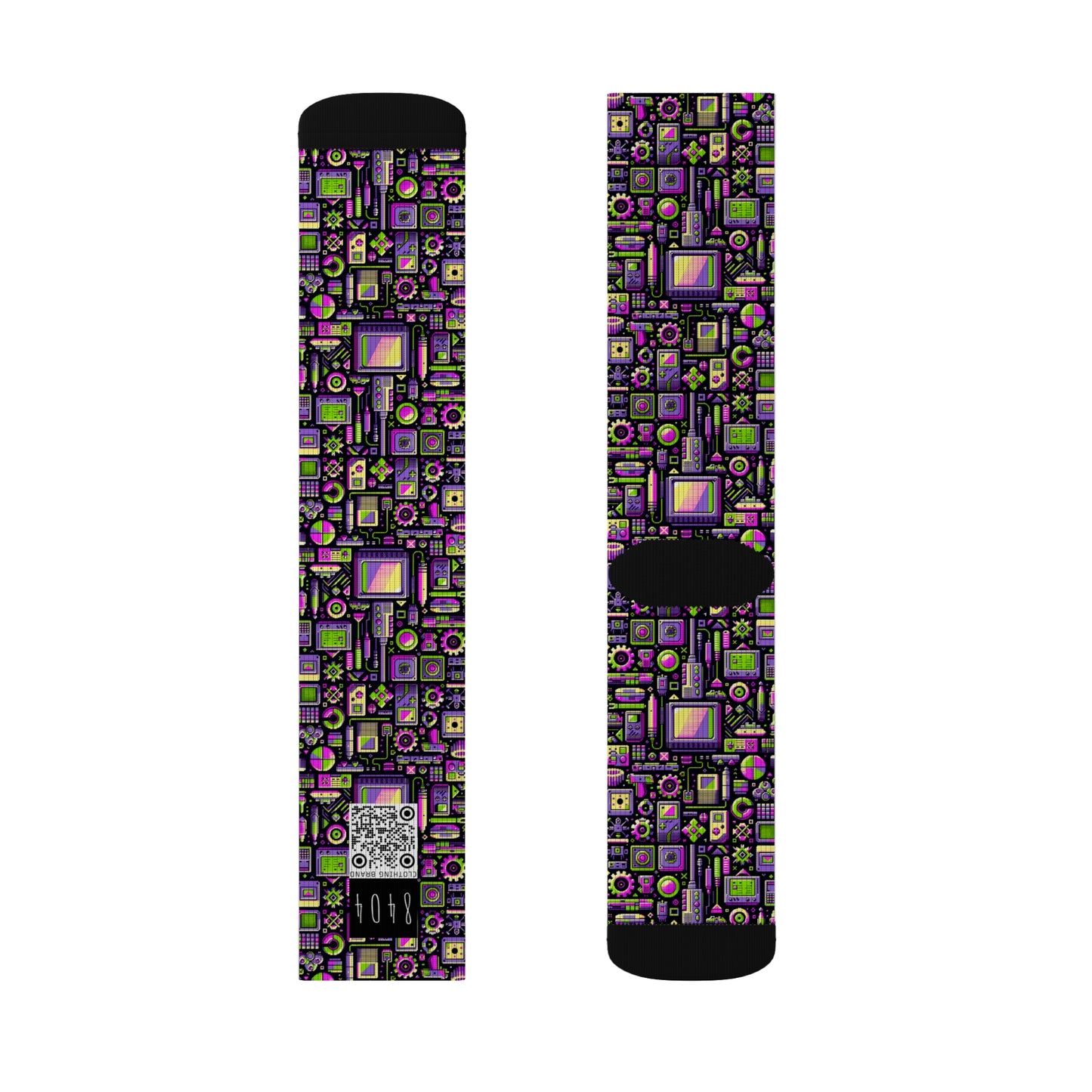 Digital Nostalgia Remix Modern Vintage Fusion Sublimation Socks - 8404 Design-67