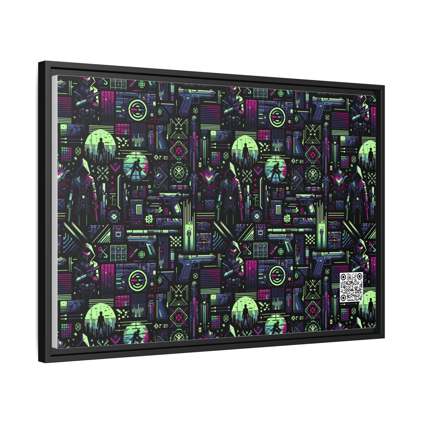 Tech Noir Futuristic Cyberpunk Matte Canvas, Framed (multi-Color) - 8404 Design-63 A