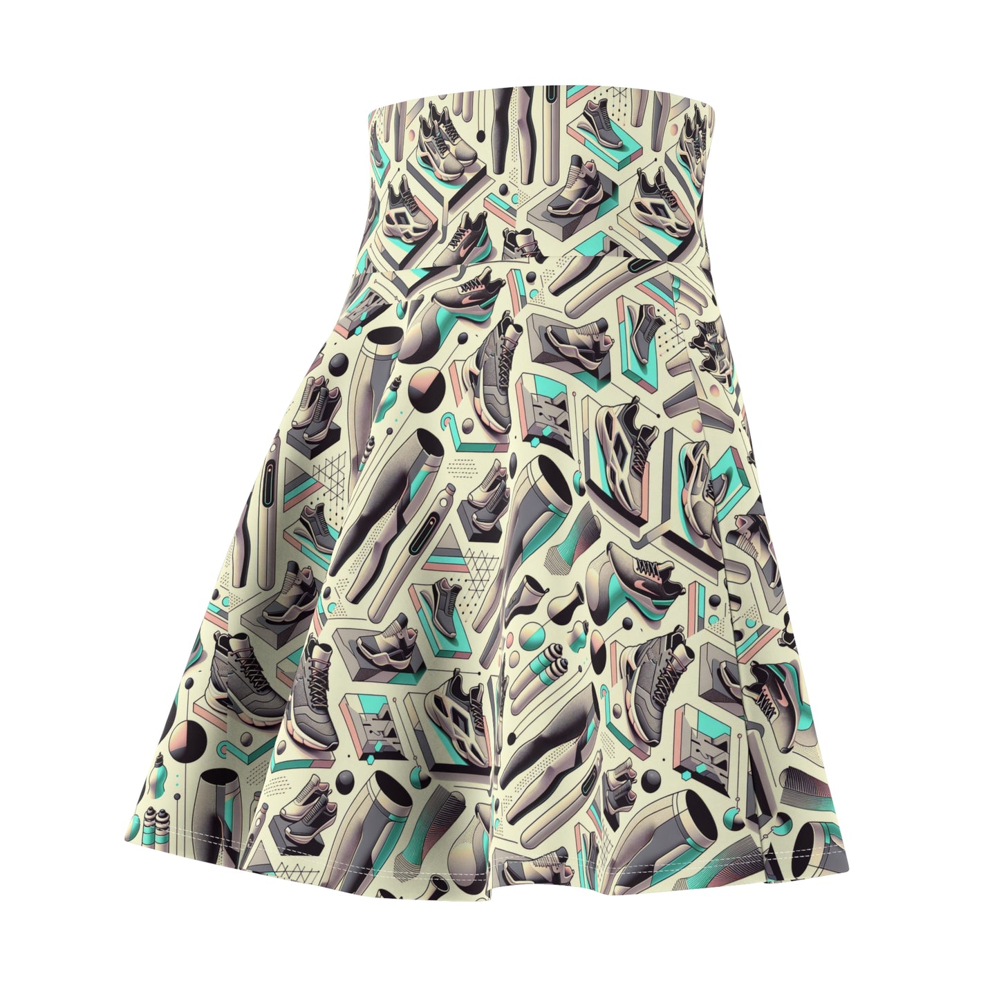 Tech-Infused Athleisure Futuristic Athletic Tech Women's Skater Skirt - 8404 Design-44