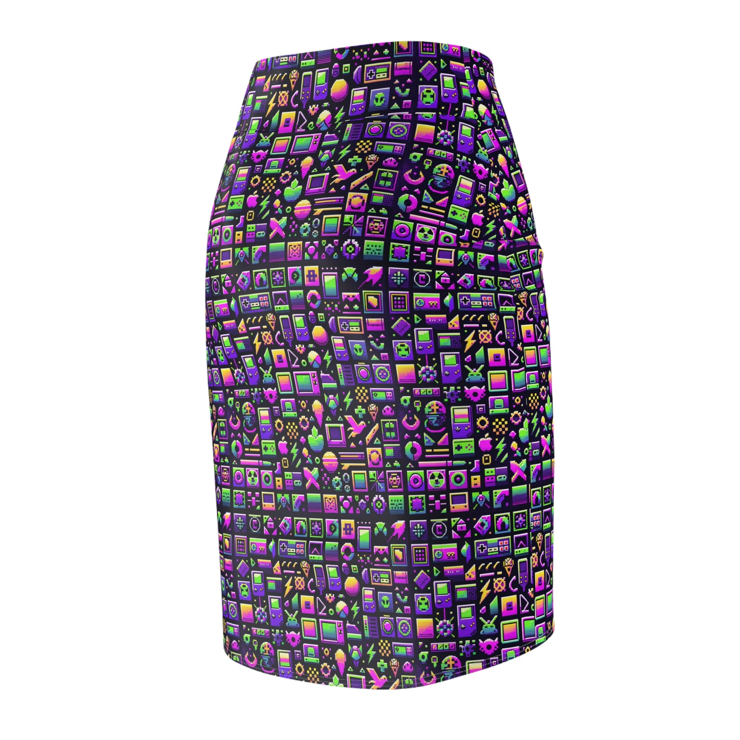 Digital Nostalgia Remix Modern Vintage Fusion Women's Pencil Skirt - 8404 Design-49