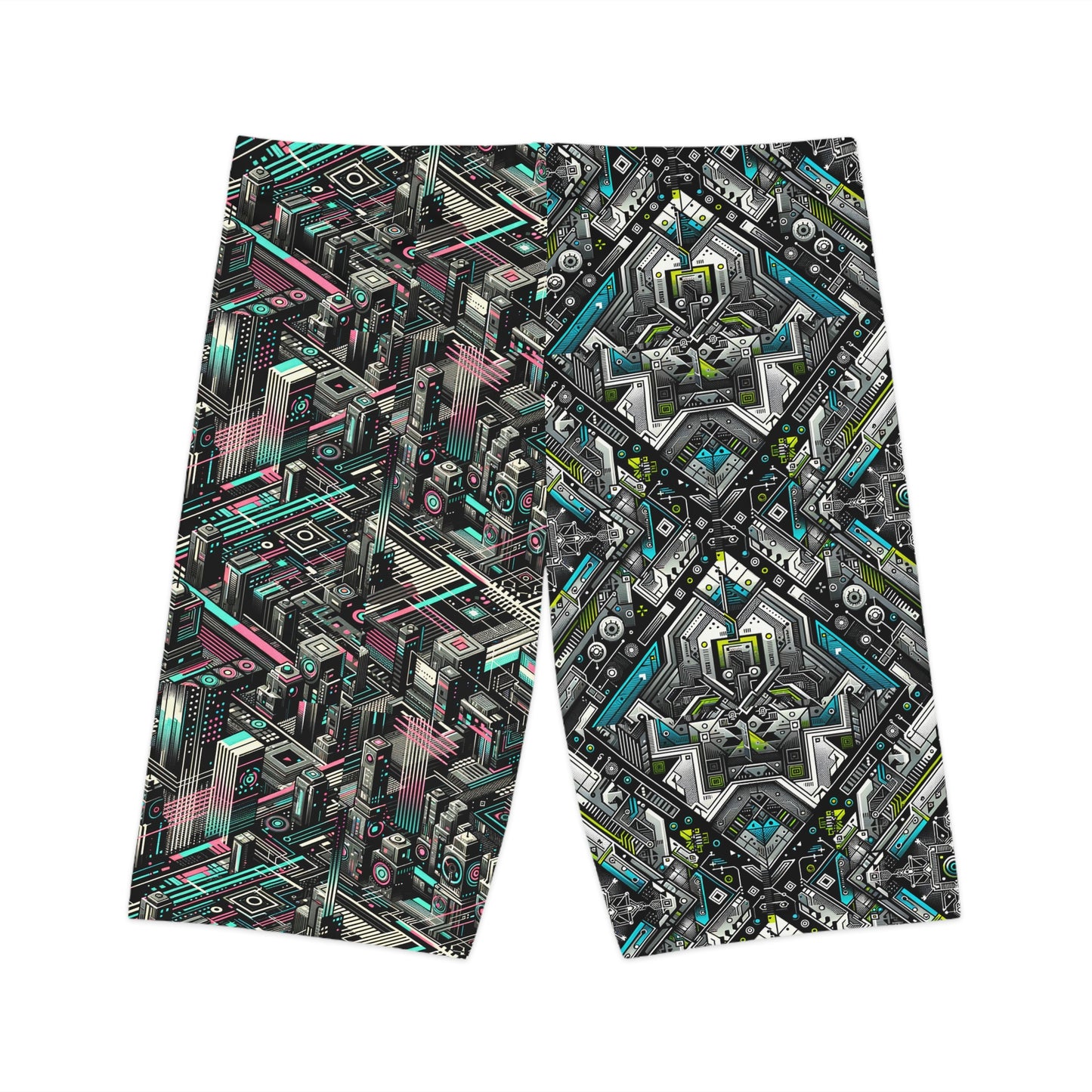 Digital Dreamland Tech-Inspired Streetwear Women's Bike Shorts - 8404 Design-51