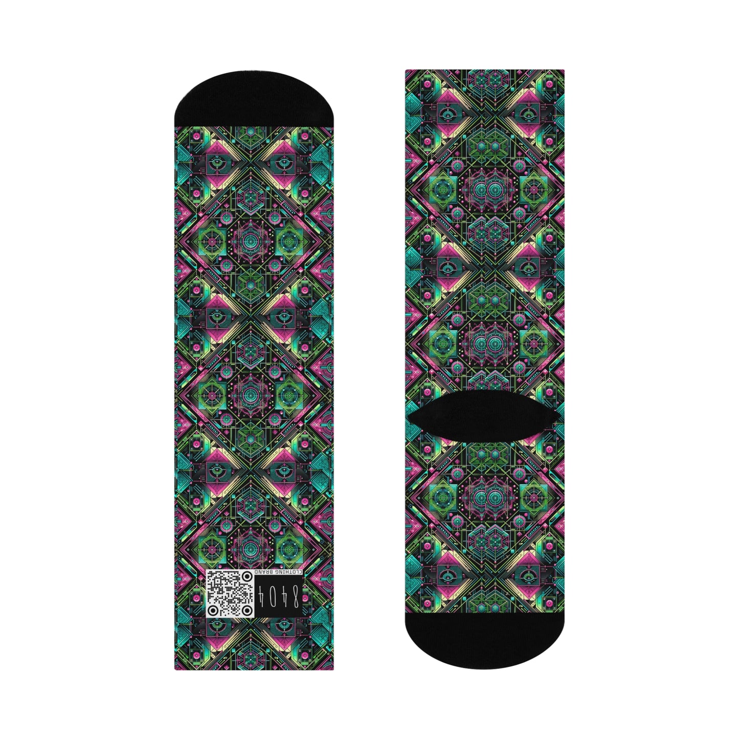 Tech-Infused Graphics Tech-Forward Streetwear Cushioned Crew Socks - 8404 Design-45