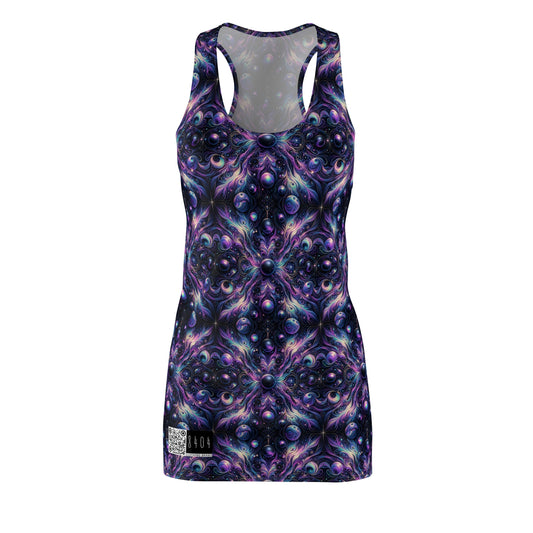 Galactic Hues Tech-Forward Cosmic Fusion Women's Cut & Sew Racerback Dress - 8404 Design-41