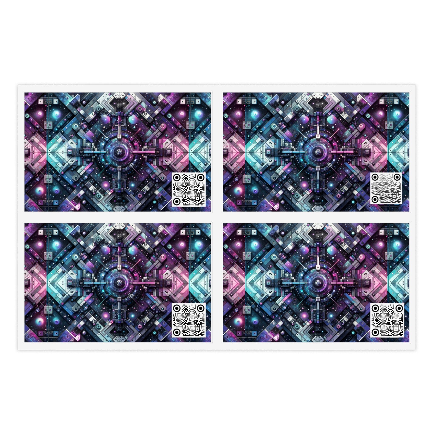 Galactic Hues Tech-Forward Cosmic Fusion Sticker Sheets - 8404 Design-54