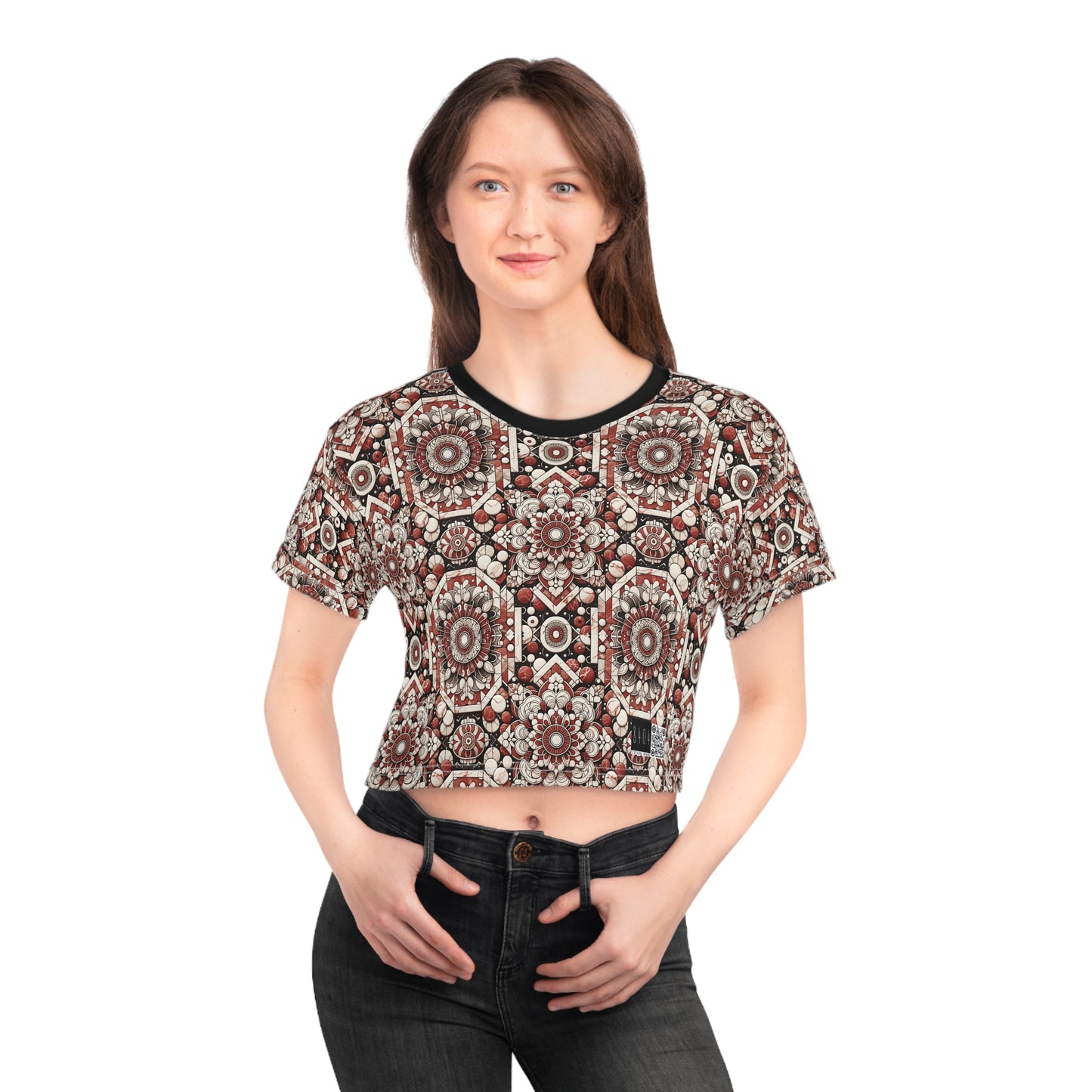 Neo Jomon Sculptural Aesthetics Artisanal Streetwear Crop Tee - 8404 Design-55