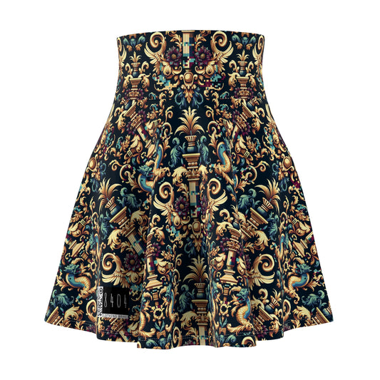 Digital Renaissance Modern Baroque Fusion Women's Skater Skirt - 8404 Design-57