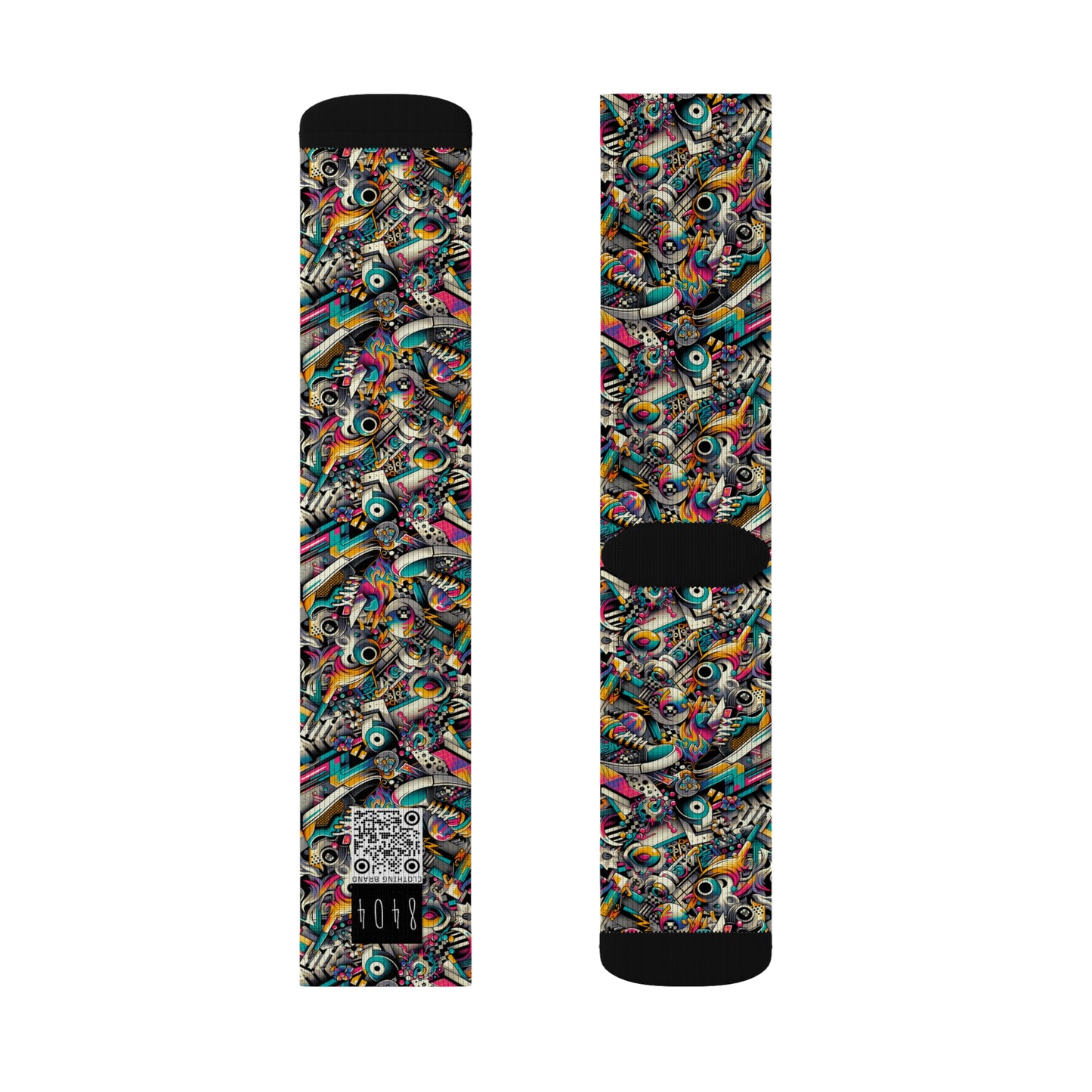 Urban Graffiti Fusion Eclectic Street Art Meets Modern Tech Culture Sublimation Socks - 8404 Design-55