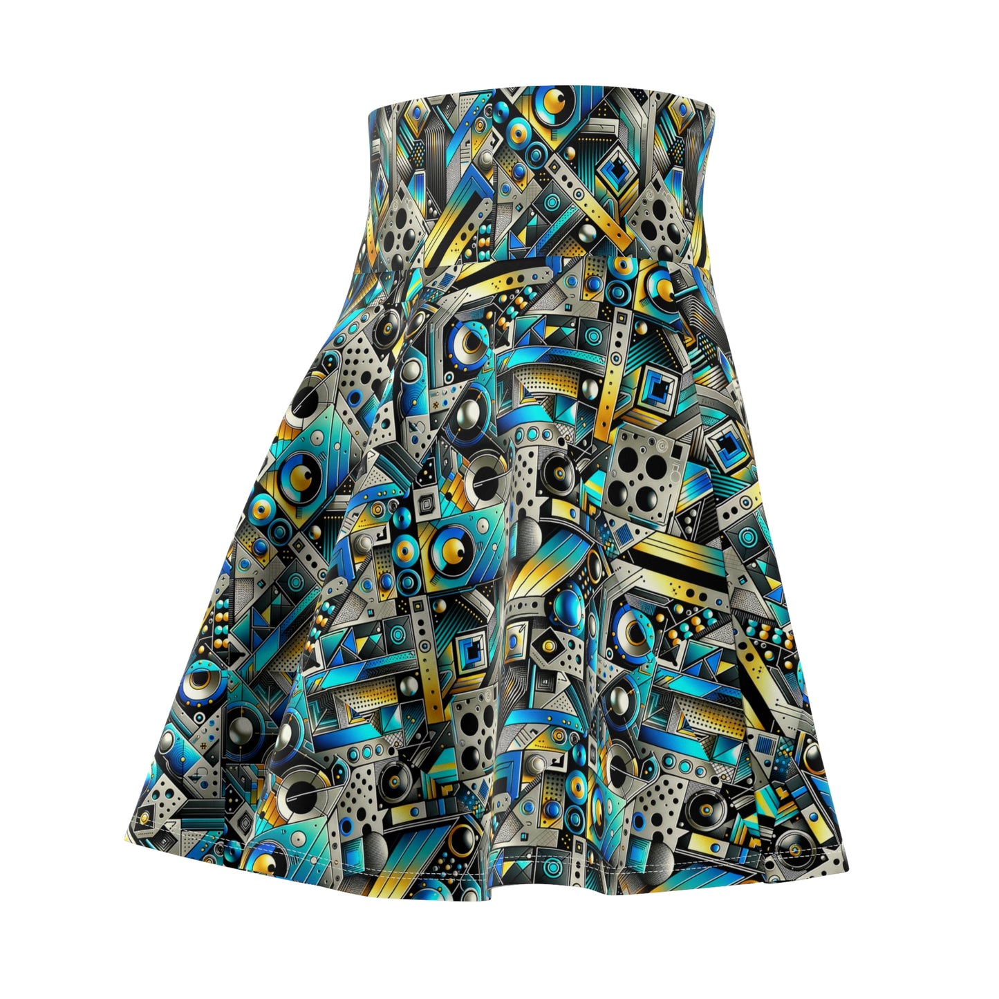 Tech Art Fusion Tech-Forward Streetwear Women's Skater Skirt - 8404 Design-50