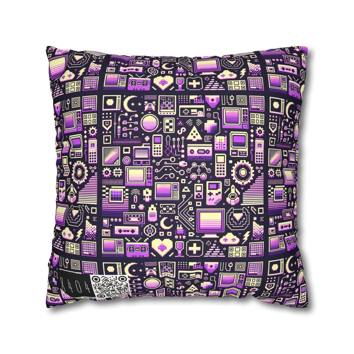Digital Nostalgia Remix Modern Vintage Fusion Faux Suede Square Pillowcase - 8404 Design-54