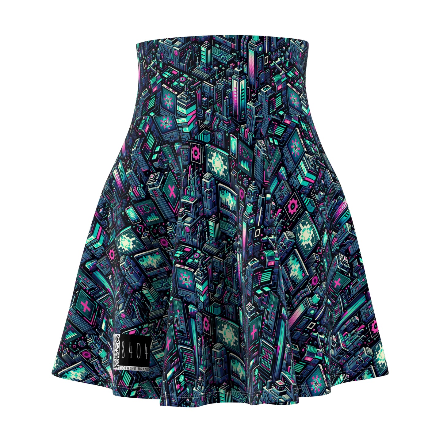 Digital Rebellion Tech-Inspired Streetwear Women's Skater Skirt - 8404 Design-58