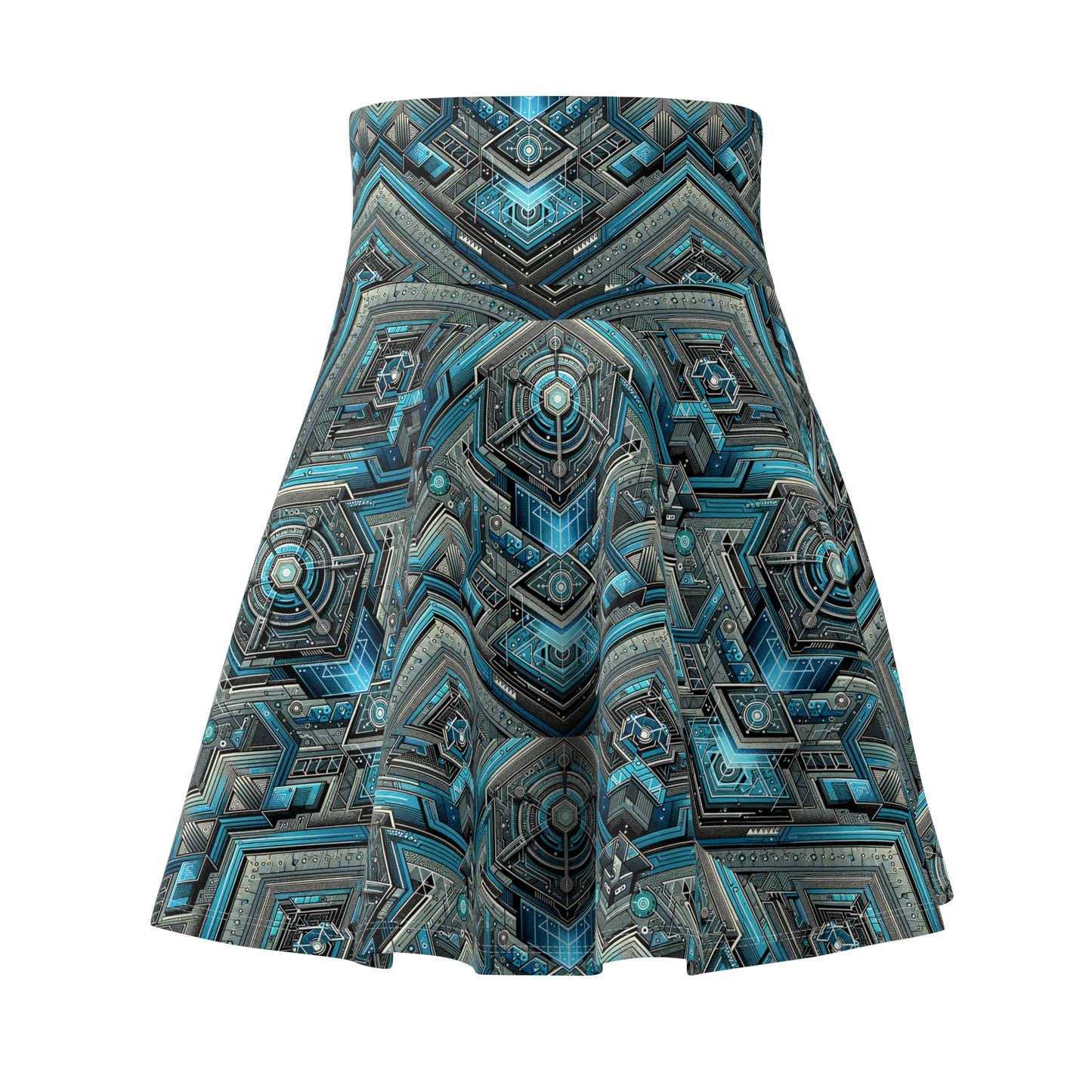 Tech-Infused Futurism Sleek Tech Edge Women's Skater Skirt - 8404 Design-49