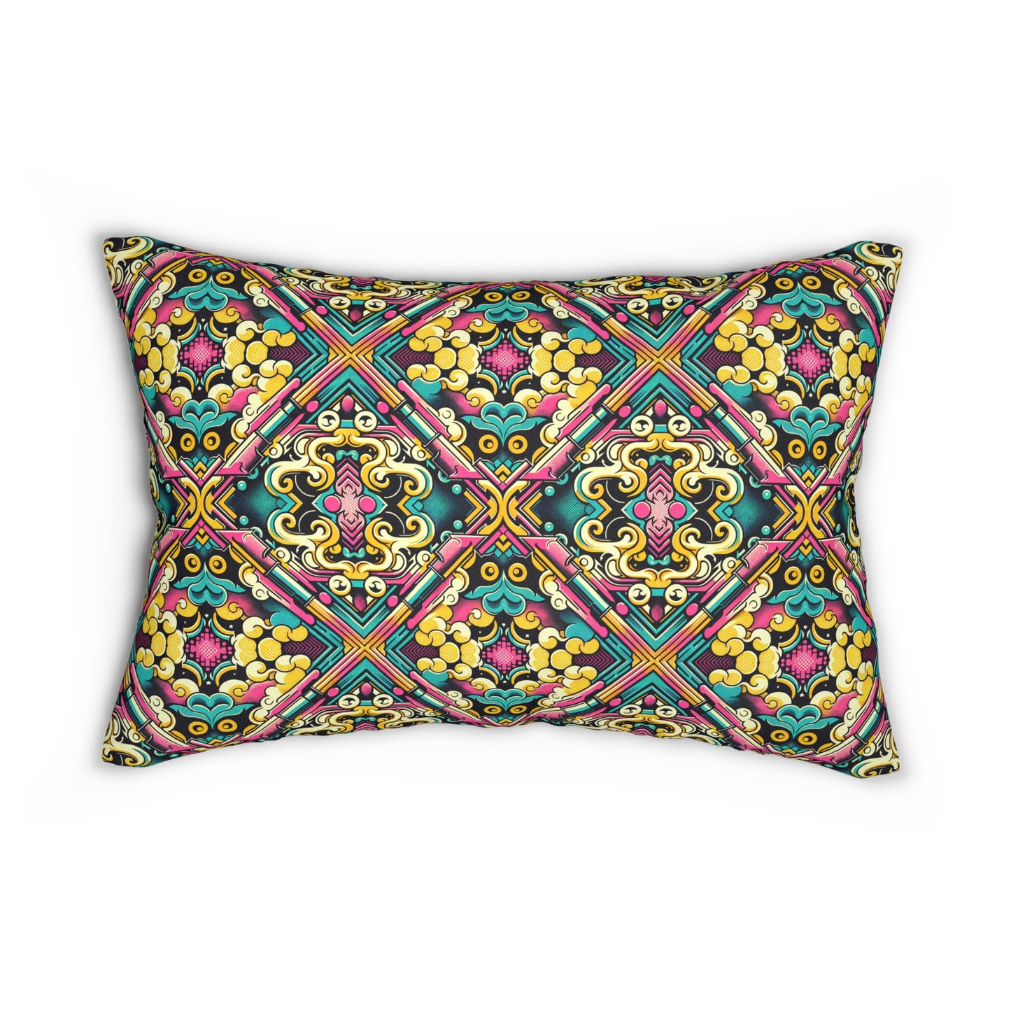 Neon Pop Art Revival Pop Culture Retro Spun Polyester Lumbar Pillow - 8404 Design-59 B