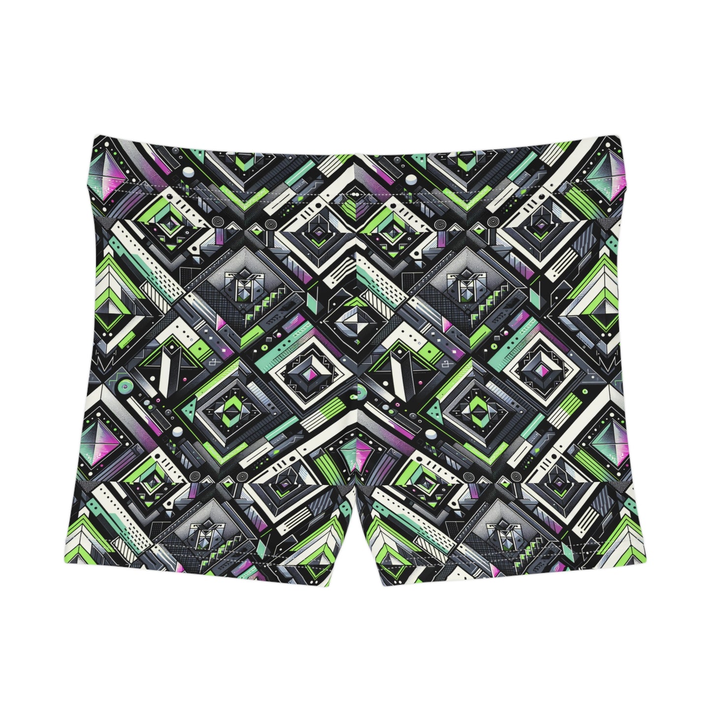 Retro Futurism Graphics Tech-Forward Streetwear Women's Shorts - 8404 Design-48