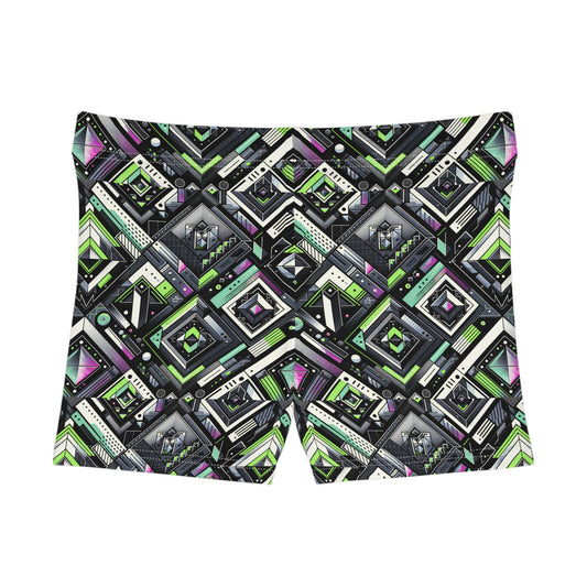 Retro Futurism Graphics Tech-Forward Streetwear Women's Shorts - 8404 Design-48