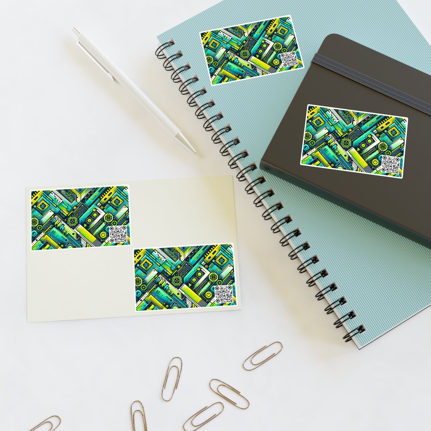 Tech-Infused Neon Tech-Forward Streetwear Sticker Sheets - 8404 Design-52