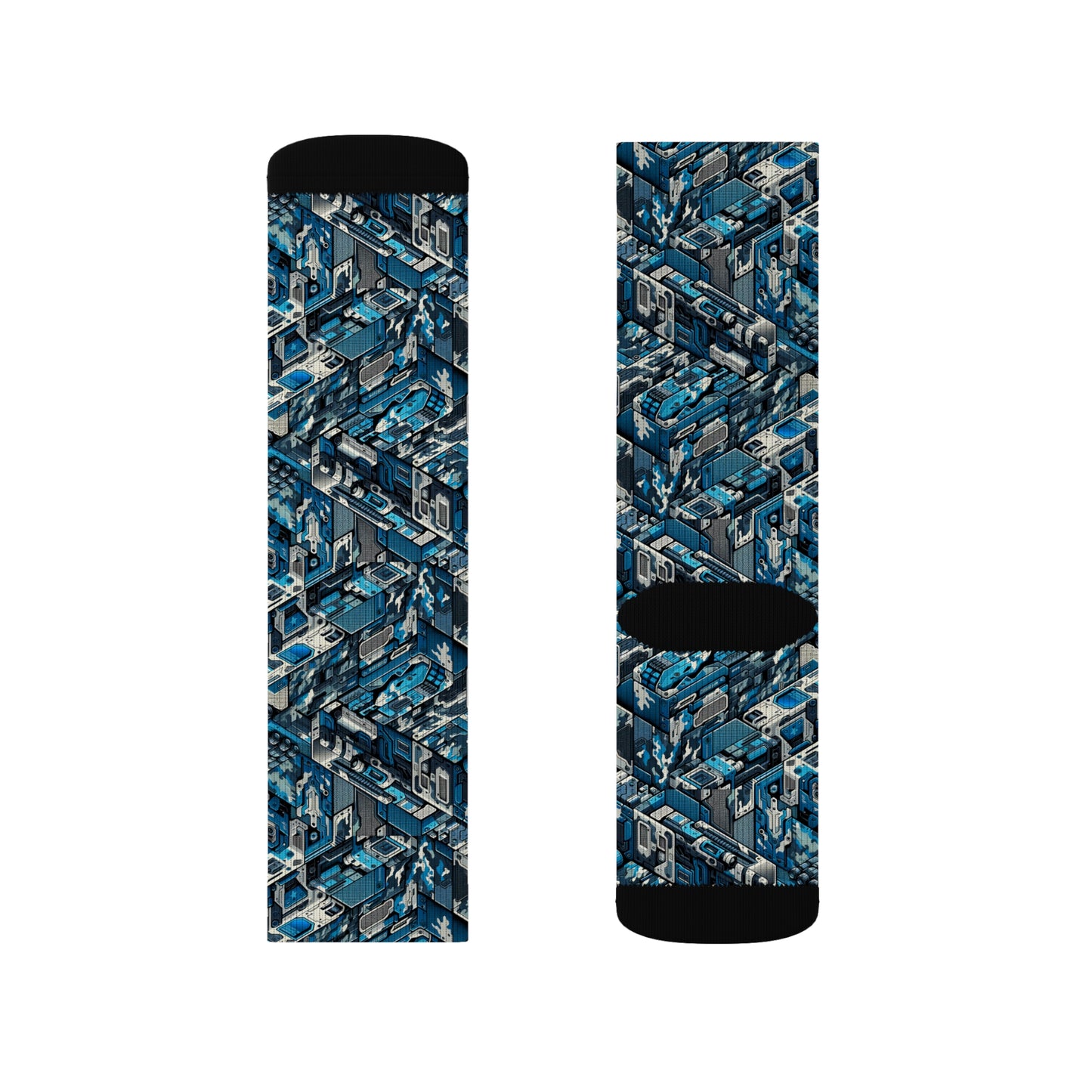 Tech Urban Camo Tech-Forward Streetwear With a Futuristic Military Edge Sublimation Socks - 8404 Design-51