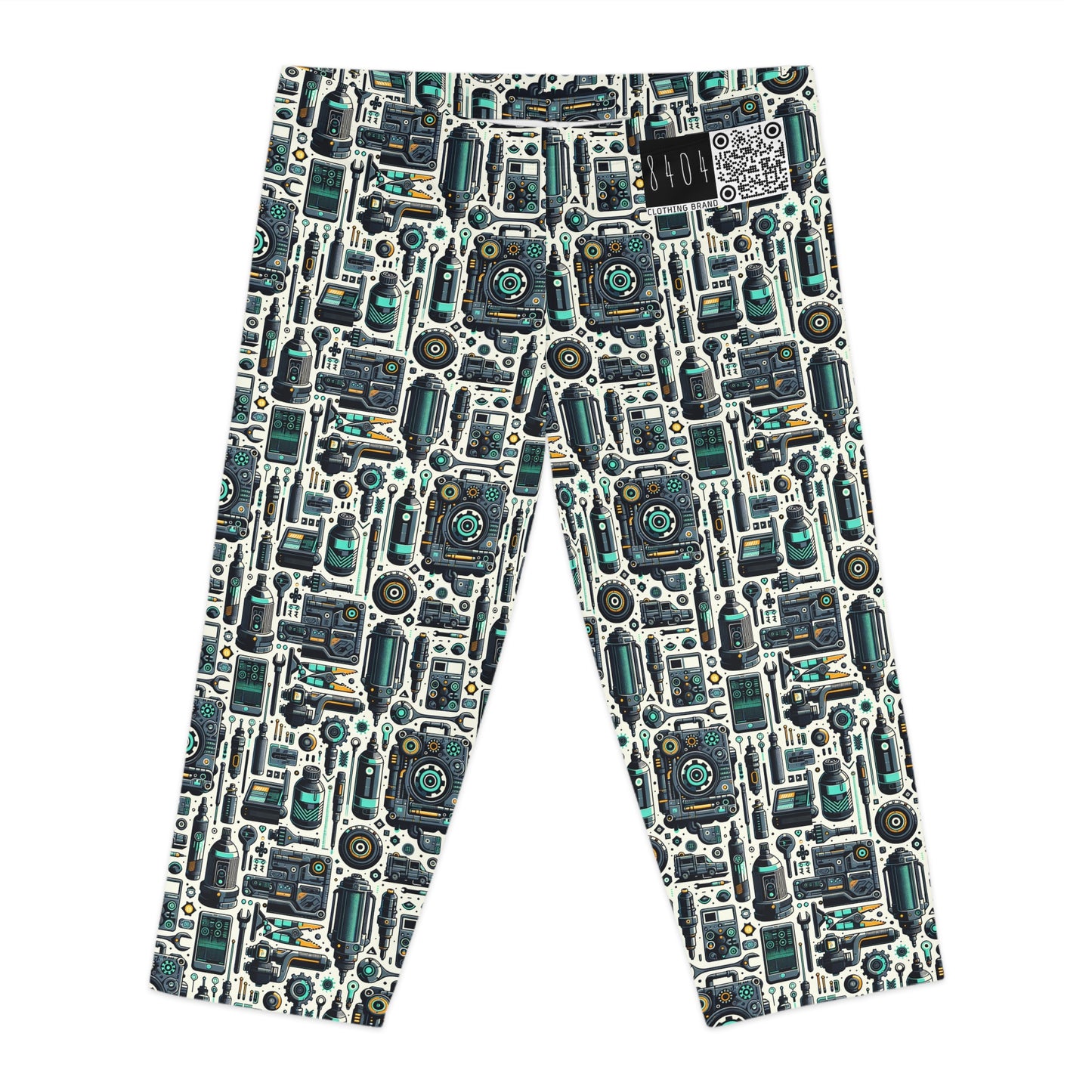 Tech Utility Fusion Modern Tech Streetwear Women's Capri Leggings - 8404 Design-53