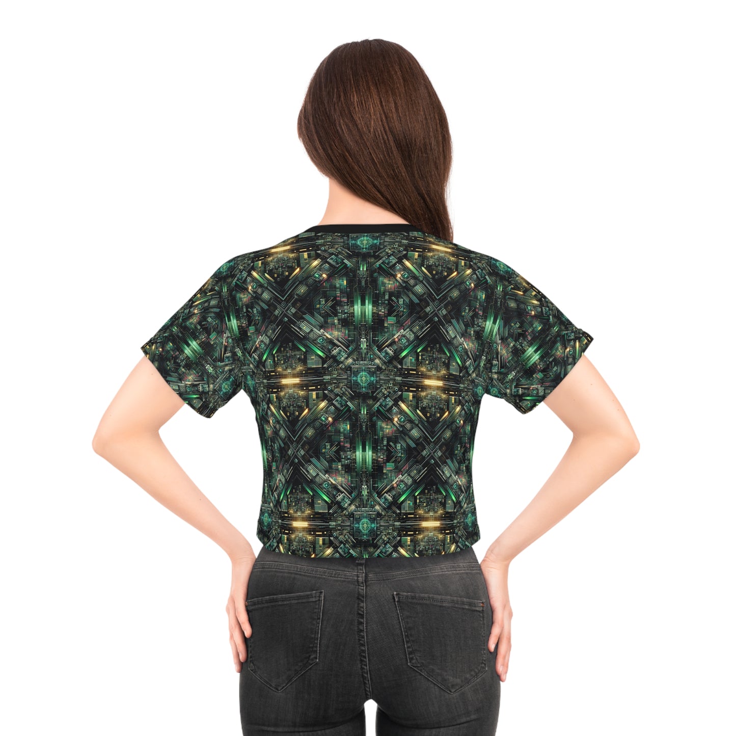 Tech Noir Graphics Tech-Inspired Streetwear Crop Tee - 8404 Design-56