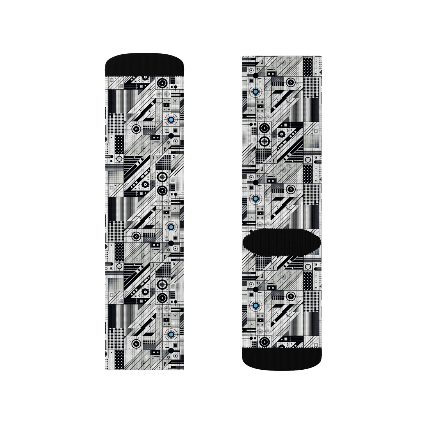 Digital Minimalism Minimalist Tech Sublimation Socks - 8404 Design-52