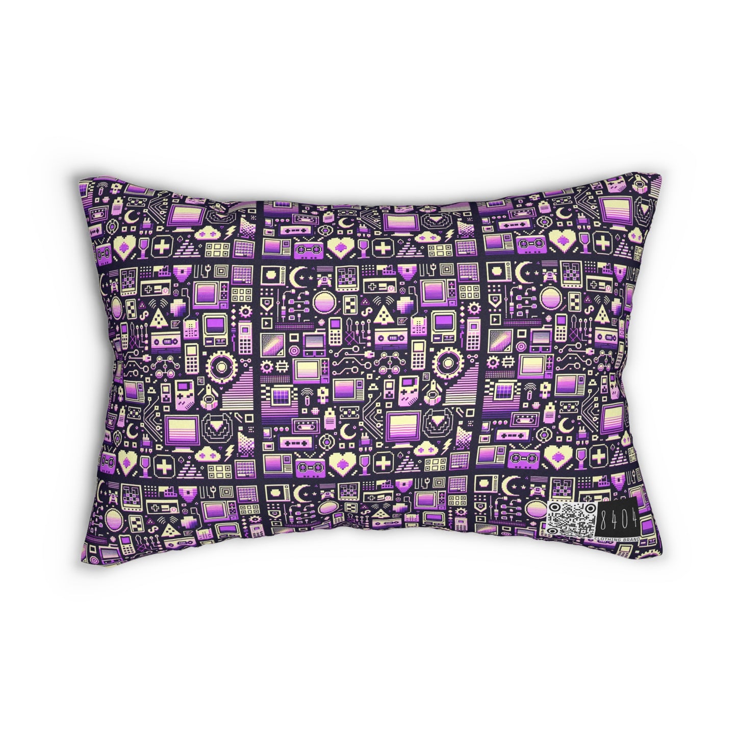 Digital Nostalgia Remix Modern Vintage Fusion Spun Polyester Lumbar Pillow - 8404 Design-54 B