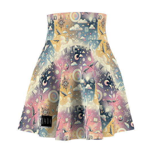 Digital Dreamland Whimsical and Nostalgic Streetwear With a Digital Twist Women's Skater Skirt - 8404 Design-69
