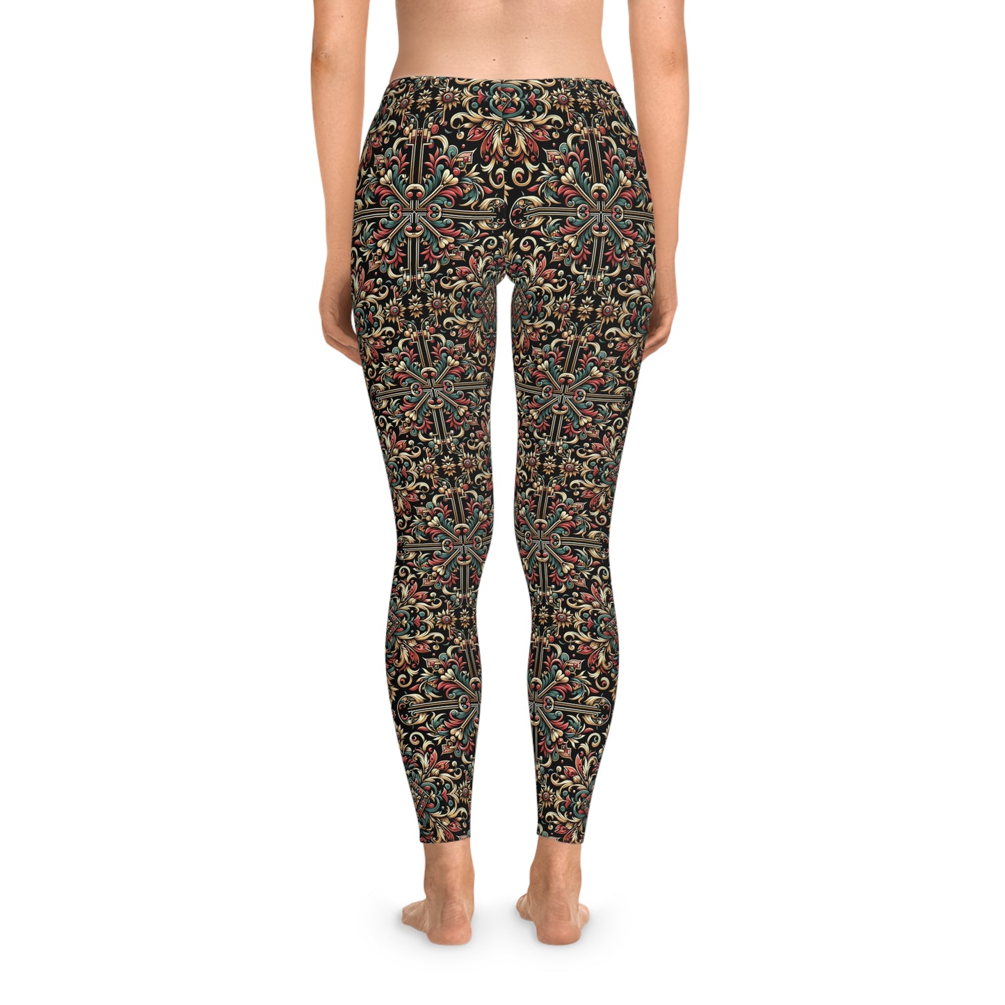 Streetwear Renaissance Artistic Clash of Old and New Stretch Leggings - 8404 Design-46