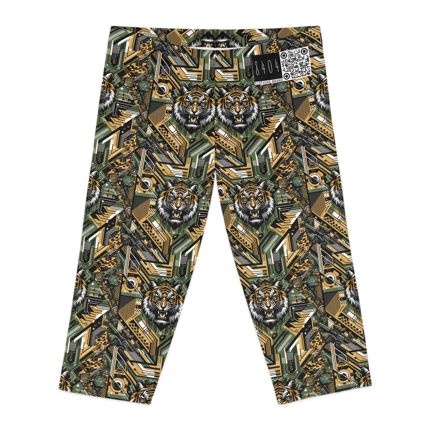 Neo-Camo Fusion Tech-Forward Streetwear Women's Capri Leggings - 8404 Design-58
