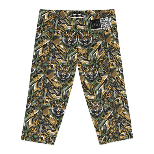 Neo-Camo Fusion Tech-Forward Streetwear Women's Capri Leggings - 8404 Design-58
