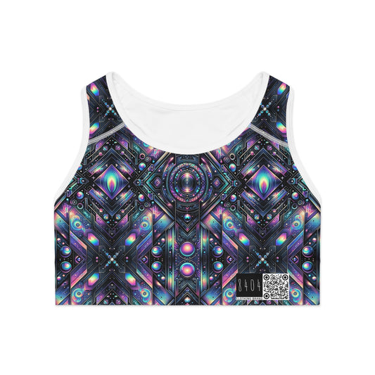 Galactic Hues Tech-Forward Cosmic Fusion Sports Bra - 8404 Design-58