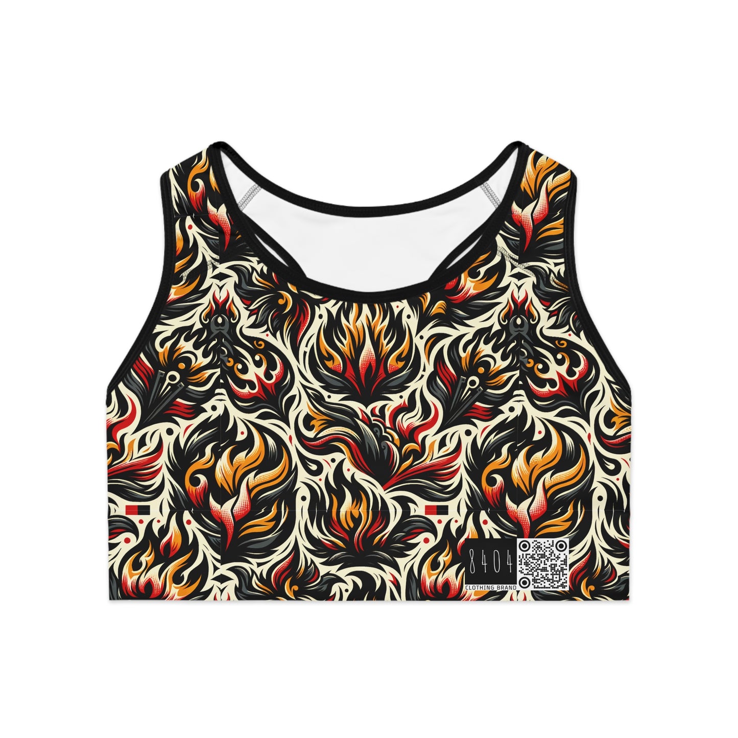 Fire & Flames Bold Streetwear Statement Sports Bra - 8404 Design-57