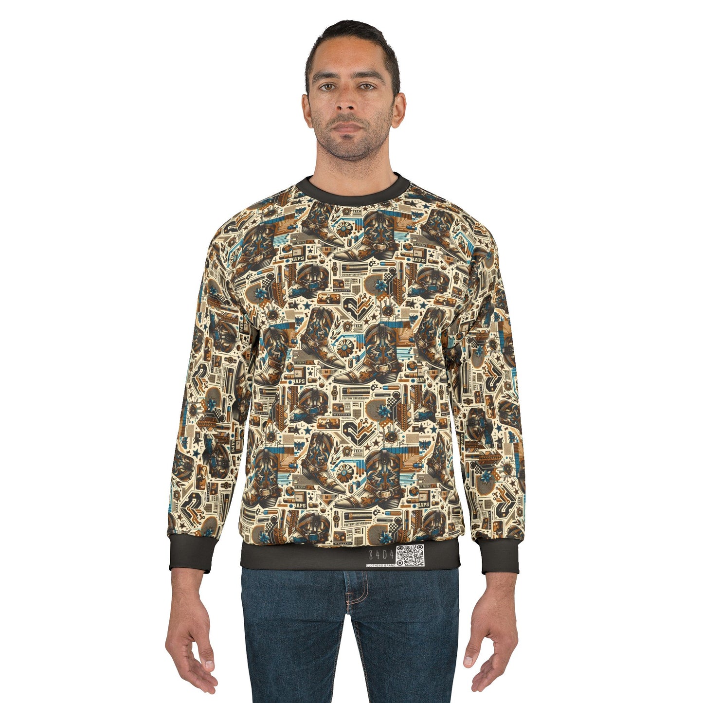 Digital Cowboy Chic Tech-Infused Western Fusion Sweatshirt - 8404 Design-45